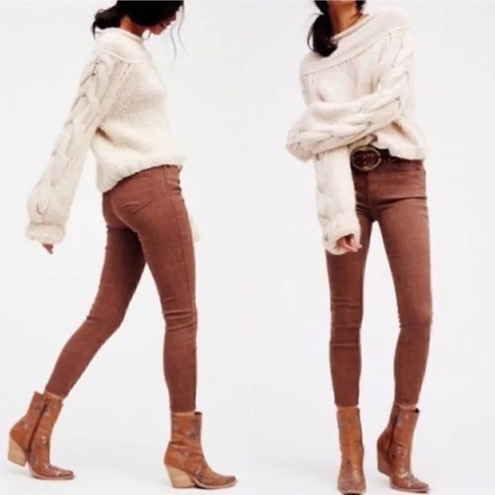 Free People Chocolate Jacquard Lace Skinny Pant | SZ 27